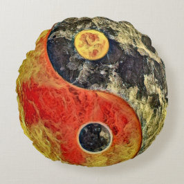 Burning Yin Yang Artisan Rond Kussen