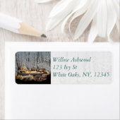 Burning Yule Log in Snowy Forest Etiket (Insitu)