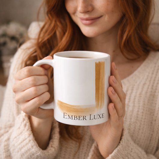 Burnished Luxe Brushed Gold Stripe Ceramic Mug Koffiemok