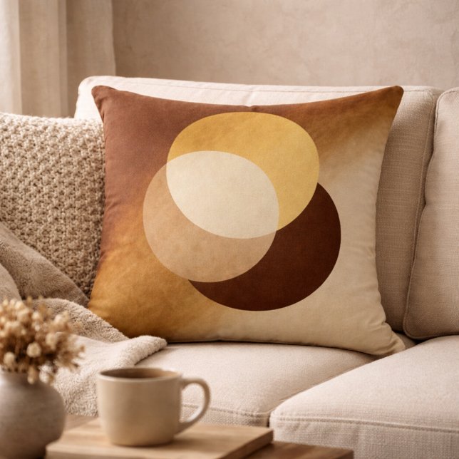 Burnished Luxe Ivory & Gold Overlap Throw Pillow Kussen (Ivory and gold overlap art brings a polished, warm accent to any neutral space.)