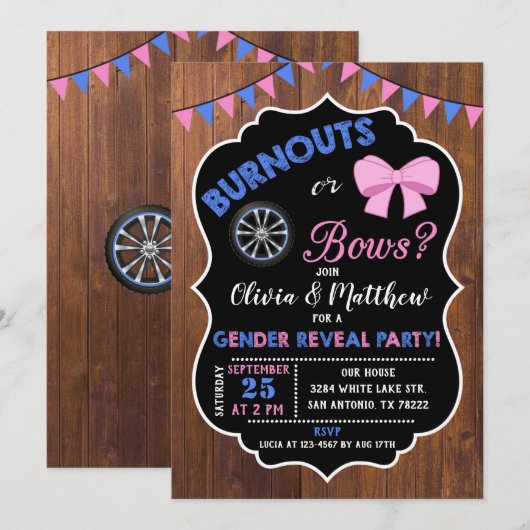 Burnoues of bows gender onthullen uitnodiging (Voorkant / Achterkant)