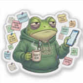 Burnout Kikker Overweldigd Werk Van Thuis Sticker (Voorkant)
