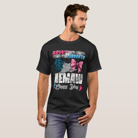 Burnouts of bogen Memaw houdt van je gender reveal T-shirt (Voorkant volledig)
