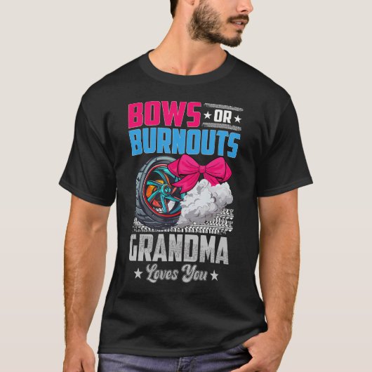 Burnouts of bogen Oma Gender Reveal Party Annou T-shirt (Voorkant)