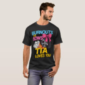 Burnouts of Bows Gender Reveal Party TIA aangekond T-shirt (Voorkant volledig)