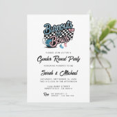 Burnouts of Bows Gender Reveal Party Uitnodiging (Staand voorkant)