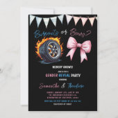 Burnouts of Bows Girl of Boy Gender Reveal Party Kaart (Voorkant)