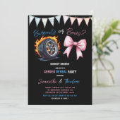 Burnouts of Bows Girl of Boy Gender Reveal Party Kaart (Staand voorkant)