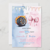 Burnouts of Bows Pink Blue Gender Reveal Party Kaart (Voorkant)