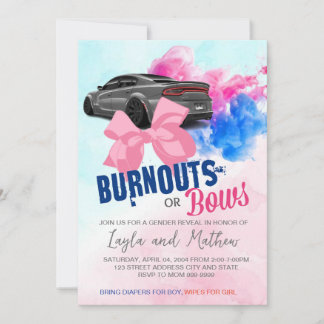 Burnouts or Bows Gender Reopenbaart Uitnodiging