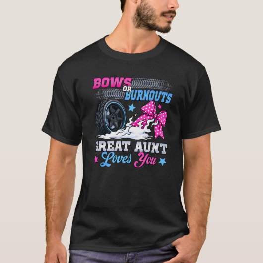 Burnouts or Bows Gender Reveal Party Announcement T-shirt (Voorkant)