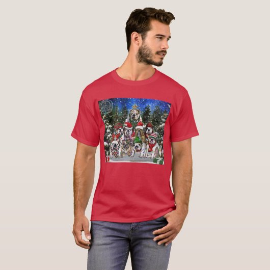 Burns Bunch Kerst Engelse Bulldog Tree T-shirt (Voorkant volledig)