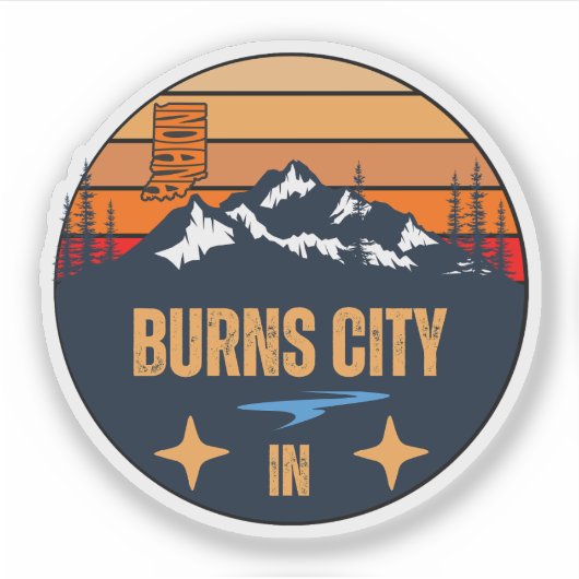 Burns City, Indiana Sticker (Voorkant)