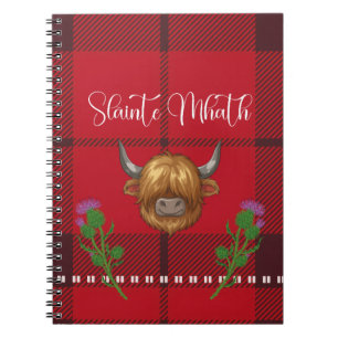 Burns Night Slàinte Mhath Hoogland Koe Tartan Notitieboek