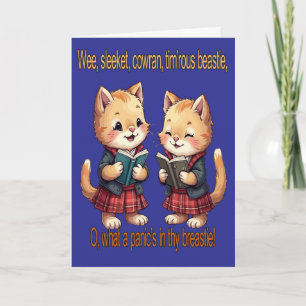 Burns Night Sleeket, Cowran, Tim'rous Feline Recit Feestdagen Kaart