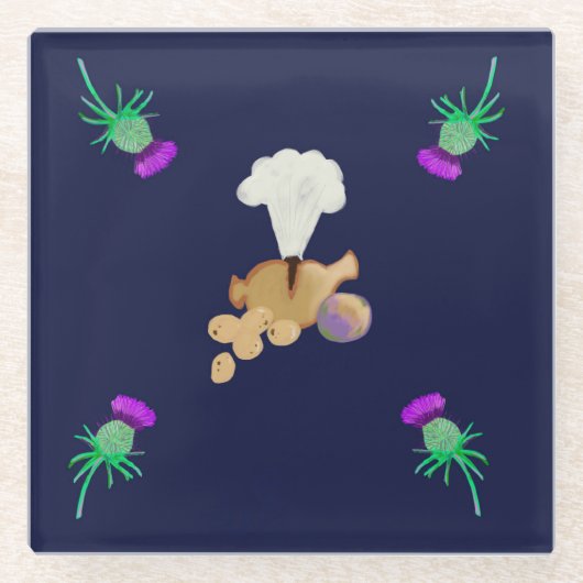 Burns supper coasters glazen onderzetter (Voorkant)