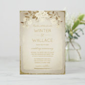 Burnt Almond & Gold Magnolia Wedding Kaart (Staand voorkant)