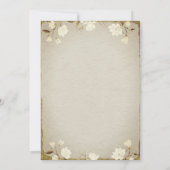 Burnt Almond & Gold Magnolia Wedding Kaart (Achterkant)
