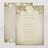 Burnt Almond & Gold Magnolia Wedding Kaart (Voorkant / Achterkant)