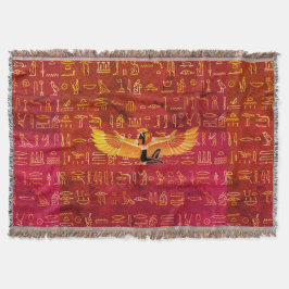 Burnt Amber Egyptian Princess Hieroglyphs Deken