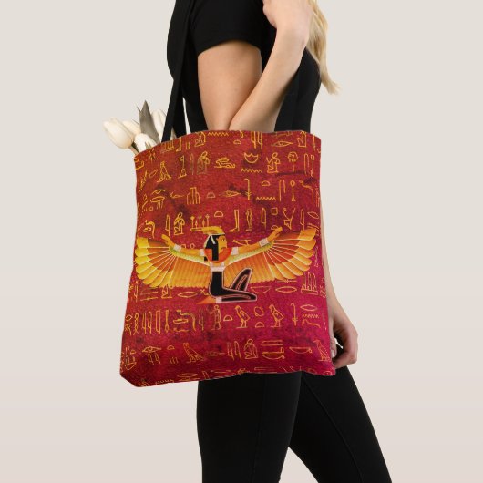 Burnt Amber Egyptian Princess Hieroglyphs Tote Bag (Dichtbij)