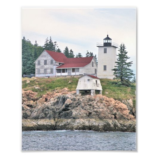 Burnt Coat Harbor Lighthouse Maine Foto Print Afdruk (Voorkant)
