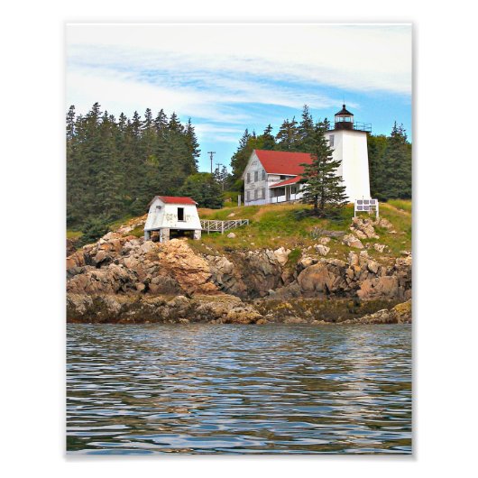 Burnt Coat Harbor Lighthouse Maine Foto Print Afdruk (Voorkant)