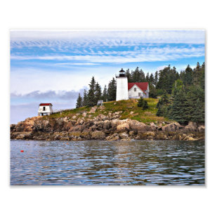 Burnt Coat Harbor Lighthouse Maine Foto Print Afdruk