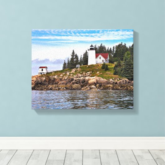 Burnt Coat Harbour Lighthouse Maine Wrapped Canvas (Insitu (Houten vloer))