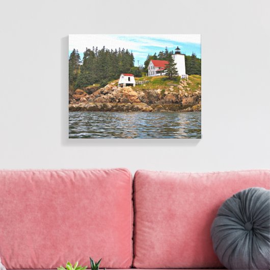 Burnt Coat Harbour Lighthouse Maine Wrapped Canvas (Insitu (Woonkamer))