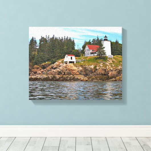 Burnt Coat Harbour Lighthouse Maine Wrapped Canvas (Insitu (Houten vloer))