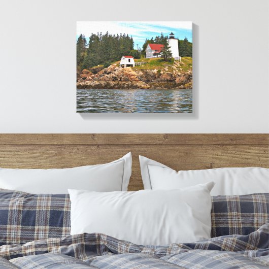 Burnt Coat Harbour Lighthouse Maine Wrapped Canvas (Insitu (Slaapkamer))