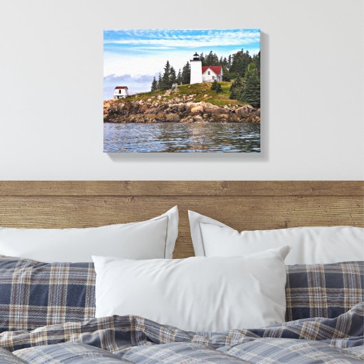 Burnt Coat Harbour Lighthouse Maine Wrapped Canvas Afdruk (Insitu (Slaapkamer))