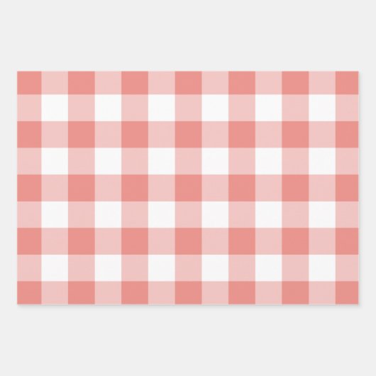 Burnt Coral Gingham Check Pset Inpakpapier Vel (Voorkant 2)
