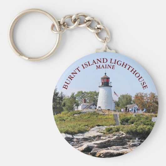 Burnt Island Lighthouse, Maine Keyring Sleutelhanger (Voorkant)
