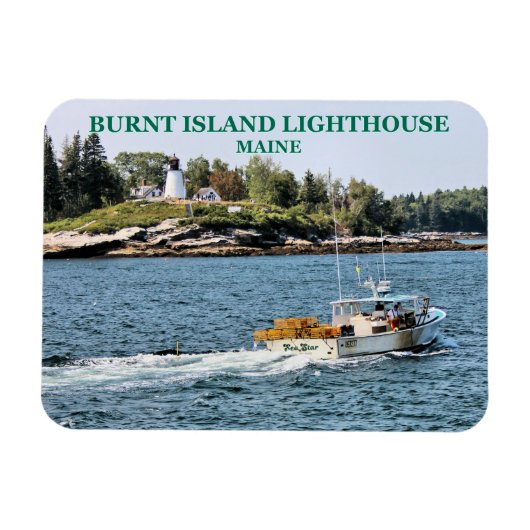Burnt Island Lighthouse, Maine Photo Magnet Magneet (Horizontaal)
