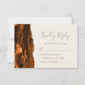Burnt Orange Agate Gold Ivory Wedding RSVP Kaartje (Voorkant)