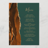Burnt Orange Agate Green Wedding Menu (Voorkant)