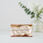 Burnt Orange Agate Ivory Silk Stylist Appointment Visitekaartje (Staand voorkant)