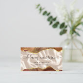 Burnt Orange Agate Ivory Silk Stylist Appointment Visitekaartje (Staand voorkant)