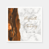 Burnt Orange Agate Marble Gold Script Wedding Servet (Voorkant)