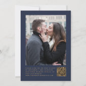 Burnt Orange Agate Navy Photo QR Code Wedding Kaart (Achterkant)