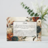 Burnt Orange and Blue Fall Flowers Wedding Informatiekaartje (Staand voorkant)