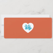 Burnt Orange & Aqua Blue Boarding Pass Wedding Kaart (Achterkant)