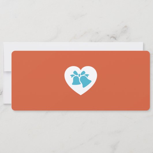 Burnt Orange & Aqua Blue Boarding Pass Wedding Kaart (Achterkant)