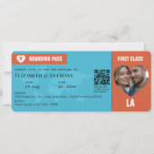 Burnt Orange & Aqua Blue Boarding Pass Wedding Kaart (Voorkant)