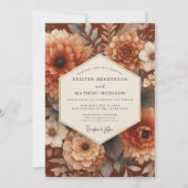 Burnt Orange Autumn Bloom Wedding Kaart (Voorkant)