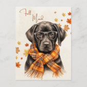 Burnt Orange Autumn Leaves Black Lab Fall Mood Briefkaart (Voorkant)