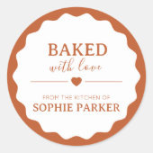 Burnt Orange Baked With Love Scallop Sticker (Voorkant)