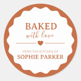 Burnt Orange Baked With Love Scallop Sticker